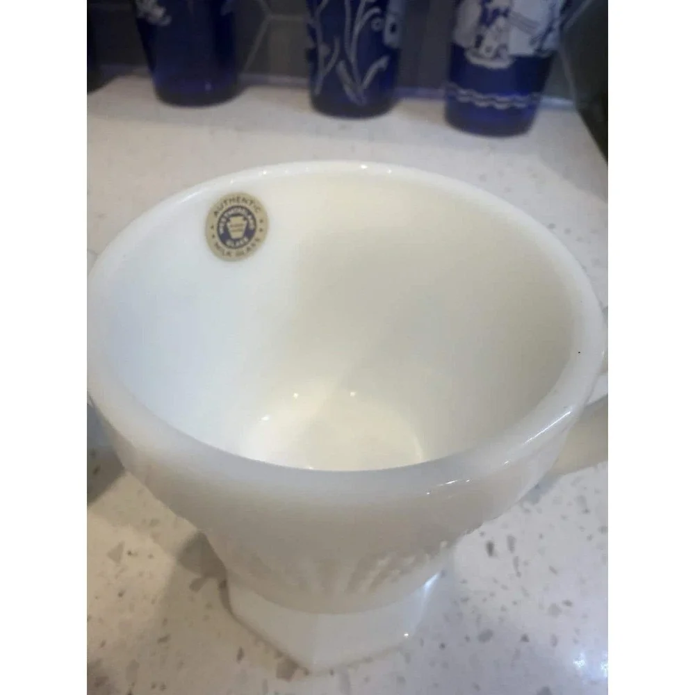 Westmoreland English Hobnail Diamond Creamer And Sugar STICKER Depression Glass